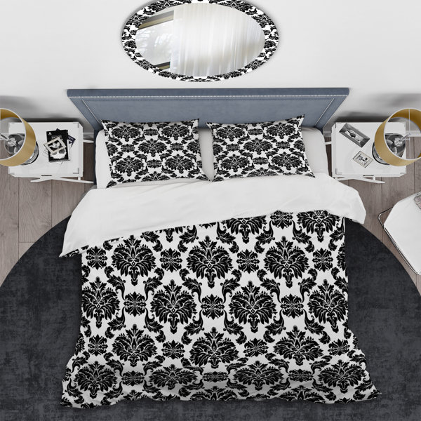 Bless international Black Damask Duvet Cover Set Wayfair